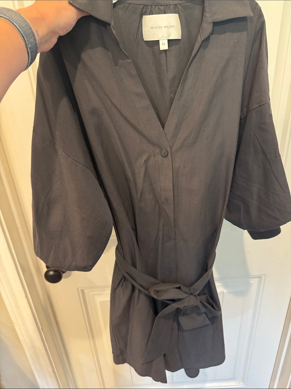 Brochu Walker Charcoal Tie-Waist Shirt Dress